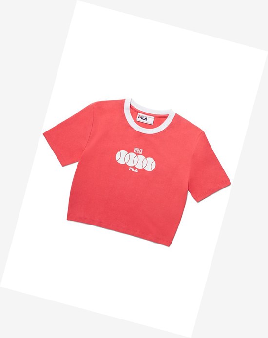 Fila Alaina Crop Tee Rojos Blancos Blancos | 931046-FWB