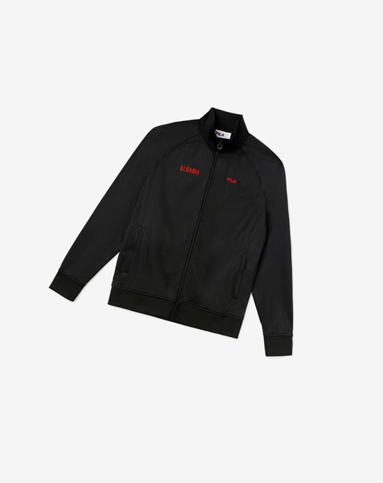 Fila Albania Pista Jacket Negros Rojos | 460958-MBL