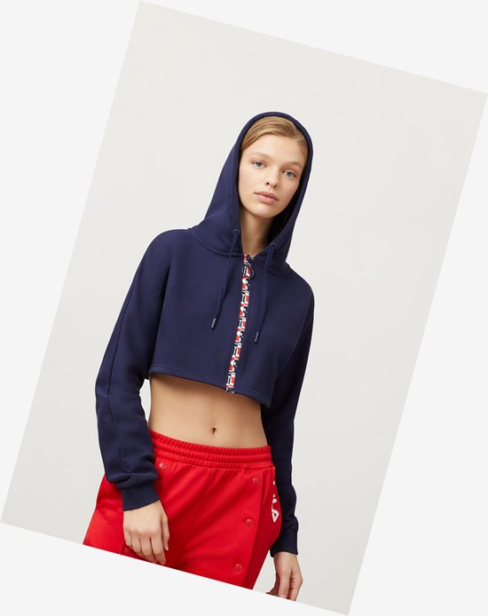 Fila Alexa Zip Crop Hoodie Peac/Cred/Wht | 938427-BAG