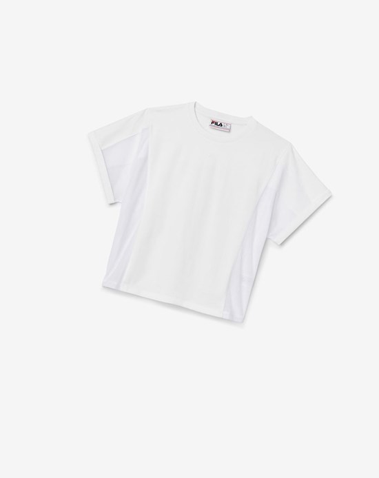 Fila Amytis Mesh Panel Tee Blancos | 345201-RQL