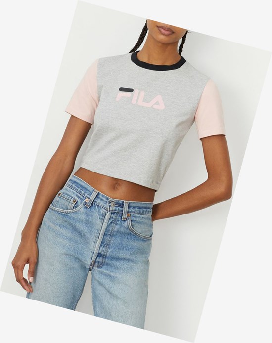 Fila Anna Crop Tee Lgrym/Pskn/Blk | 413569-UJL