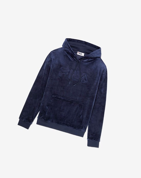 Fila Asher Velour Hoodie 410 Peacoat | 961847-IDX