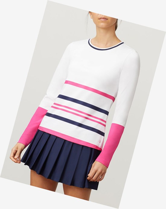 Fila Awning Long Sleeve Top Wht/Fprp/Navy | 326894-FXY