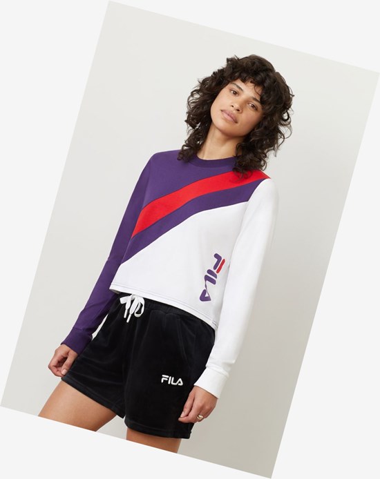 Fila Ayeka Long Sleeve Crop Tee Cjwl/Wht/Cred | 294653-TAR