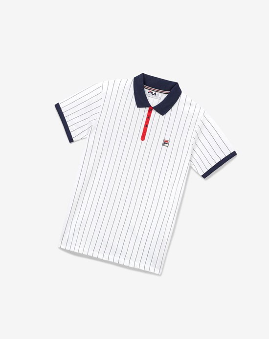 Fila Bb1 Polo Blancos Azul Marino Rojos | 951370-YOZ