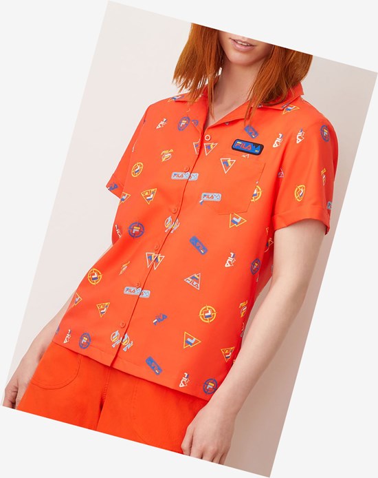 Fila Confetti Cabana Shirt Tangerinetango | 091325-LSQ