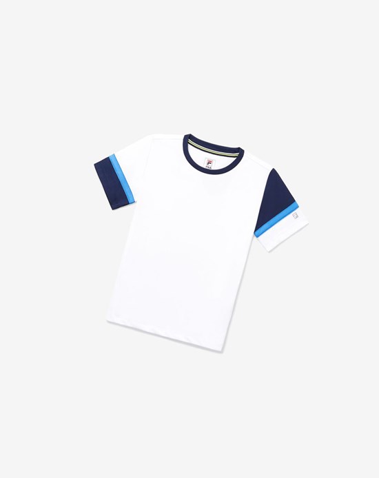 Fila Core Doubles Crew Blancos Azul Marino | 240867-NVK