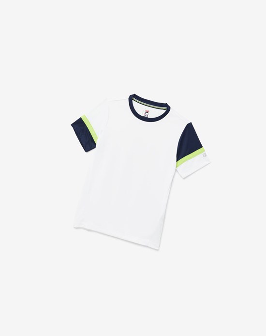 Fila Core Doubles Crew Blancos Azul Marino | 421056-KJE