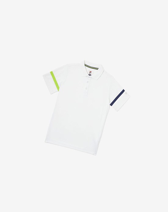Fila Core Tenis Polo Blancos Azul Marino | 964018-SGH