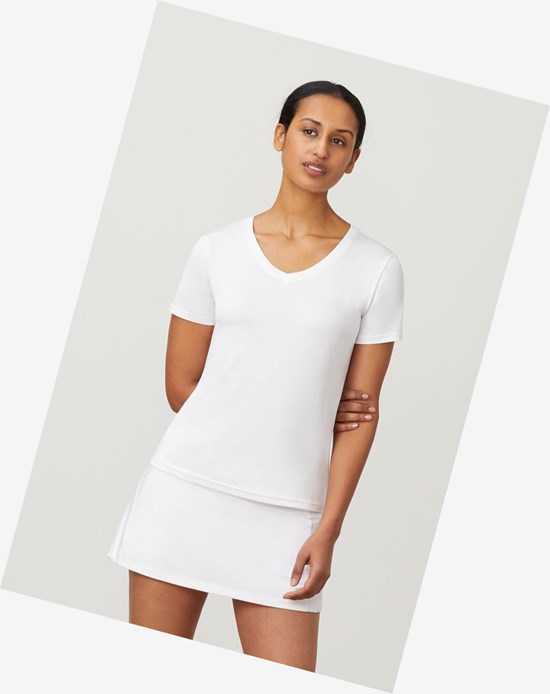 Fila Corta Sleeve V-neck Blancos | 651827-XMZ