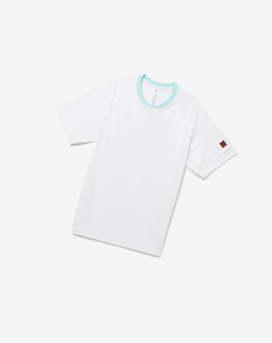 Fila Cross Court Corta Sleeve Crew Blancos Azules Azules | 407859-WCG