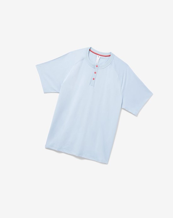 Fila Cross Court Corta Sleeve Henley Azules | 123640-TUP