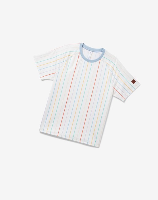 Fila Cross Court Corta Sleeve Printed Crew Blancos Azules | 160924-IXT