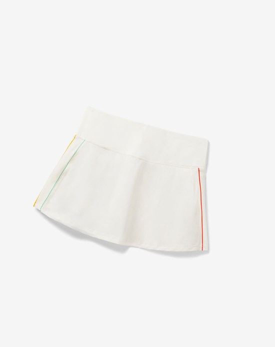 Fila Cross Court High Waisted Skort Blancos Rayas | 782960-WCJ