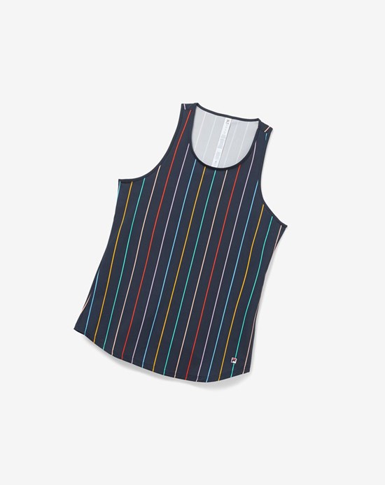 Fila Cross Court Long Loose Fit Tank Azules Rayas | 350469-TBH