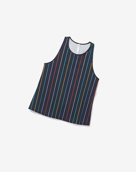 Fila Cross Court Tie Up Back Tank Azules Rayas | 536701-HLK