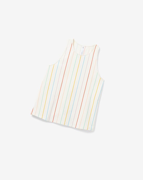 Fila Cross Court Tie Up Back Tank Blancos Rayas | 907513-TWJ