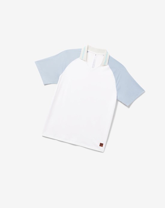 Fila Cross Court V-neck Polo Blancos Azules | 718630-UMF