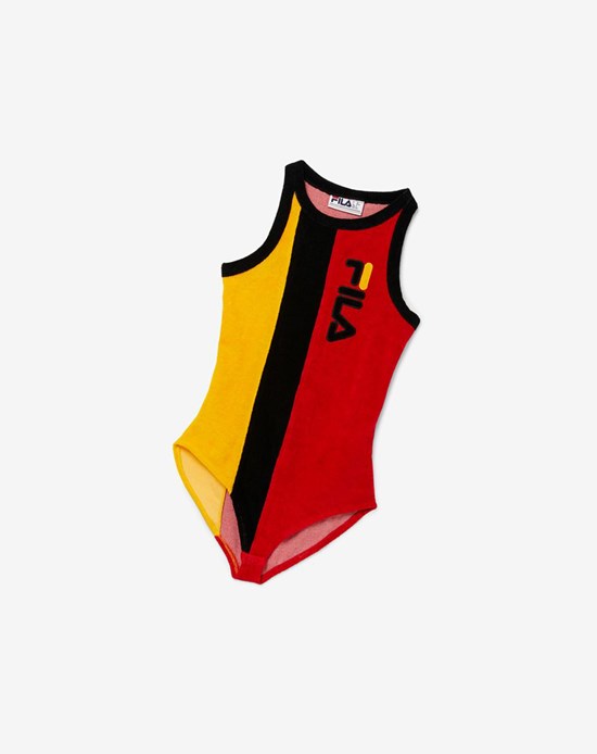 Fila Dahlia Bodysuit Negros Rojos Dorados | 859403-DBS