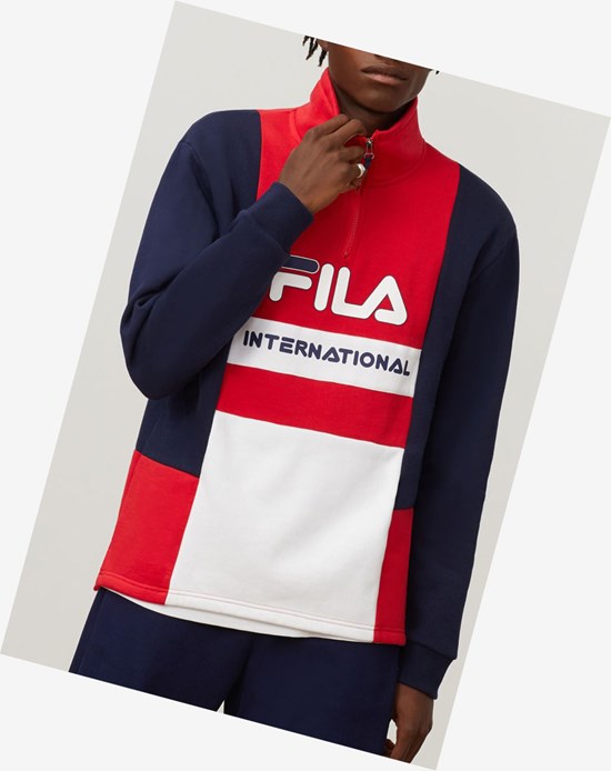 Fila Damiano Funnel Neck Sweatshirt Peac/Cred/Wht | 531742-WNM