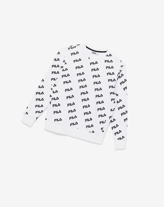 Fila Diagonal Logo Crew Blancos Negros | 864529-MFC