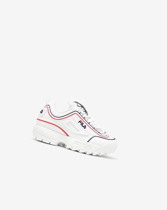 Fila Disruptor 2 Contrast Piping Sneakers Blancos Azul Marino Rojos | 164507-QKG