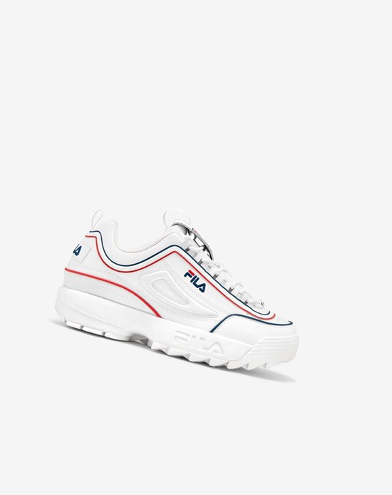 Fila Disruptor 2 Contrast Piping Sneakers Blancos Azul Marino Rojos | 179023-WZJ