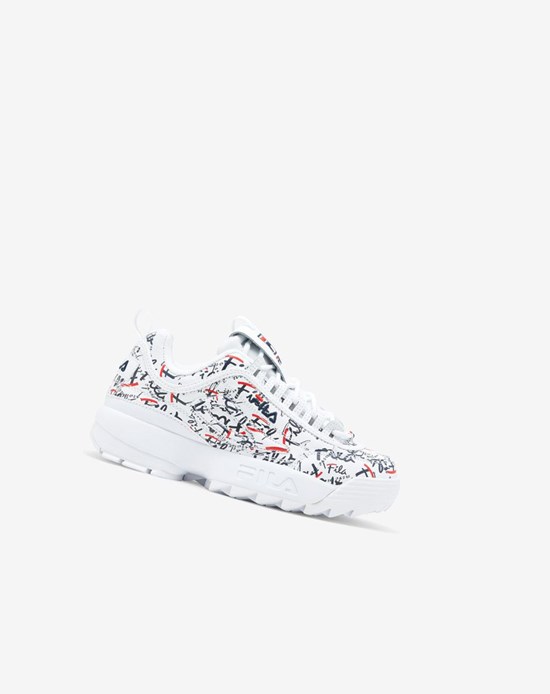 Fila Disruptor 2 Graffiti Sneakers Blancos Azul Marino Rojos | 826507-SFC