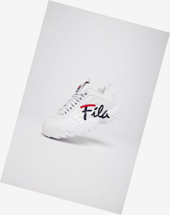 Fila Disruptor 2 Script Sneakers Wht/Fnvy/Fred | 039526-QUE