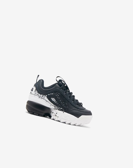 Fila Disruptor 2 Splatter Sneakers Negros Negros Blancos | 596348-NHC