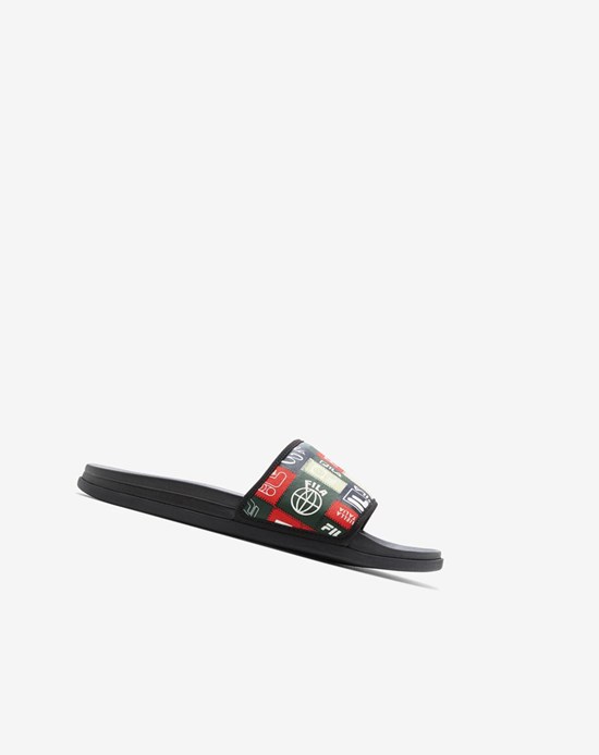 Fila Drifter Lux Patchwork Chanclas Sandals Negros Rojos | 624095-QFM