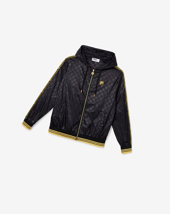 Fila Dublin Encapuchado Viento Jacket Negros Dorados | 349721-LEA