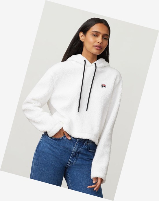 Fila Ember Crop Hoodie Wht/Blk/Mred | 214876-SCJ