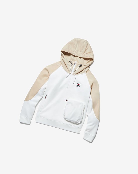 Fila Fila Milano 1/2 Zip Hoodie Fila Off-white | 250647-KGI