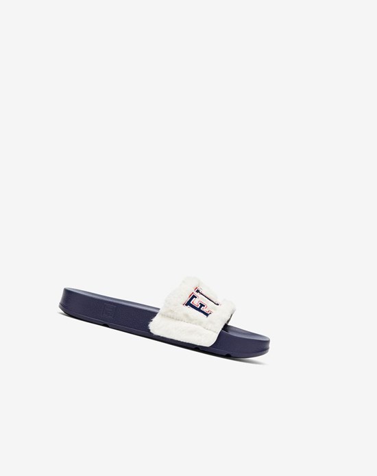 Fila Furry Drifter Collegiate Chanclas Sandals Azul Marino Rojos | 570128-PUO
