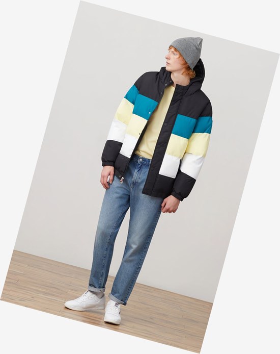 Fila Giovanni Puffa Jacket Blk/Hblu/Gfus | 124698-RWU
