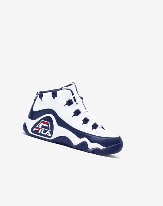 Fila Grant Hill 1 Sneakers Blancos Azul Marino Rojos | 967438-INB