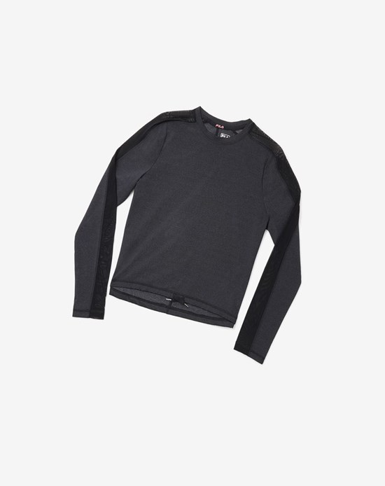Fila Gym Queen Long Sleeve Top Negros Blancos Negros | 419326-EMK