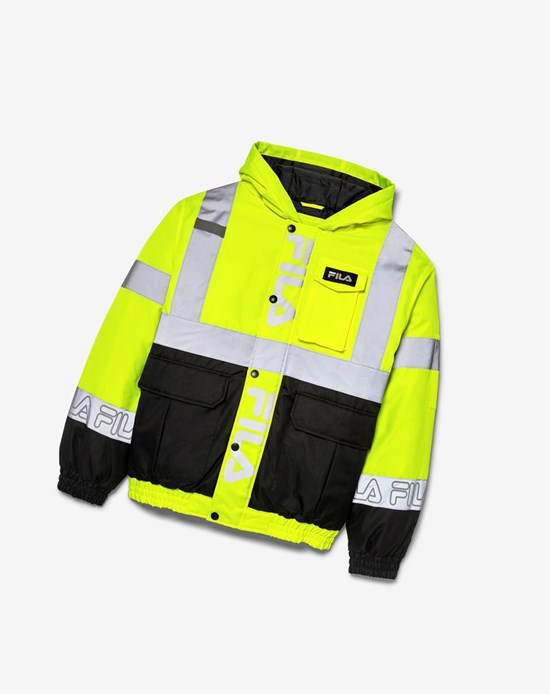 Fila High Visibility Encapuchado Bomber Jacket Amarillos | 162308-WXG