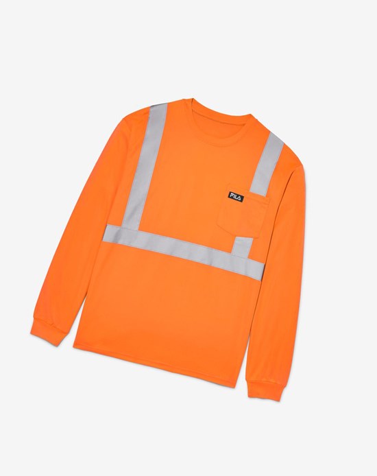 Fila High Visibility Long Sleeve Trabajo Shirt Naranjas | 415879-LVK