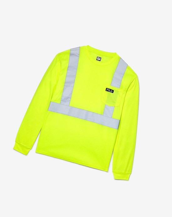 Fila High Visibility Long Sleeve Trabajo Shirt Amarillos | 503197-KAP