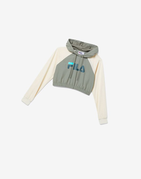 Fila Isha Cropped Hoodie 396 Vetivir / Turtledove / Urban Chic | 079412-IYQ