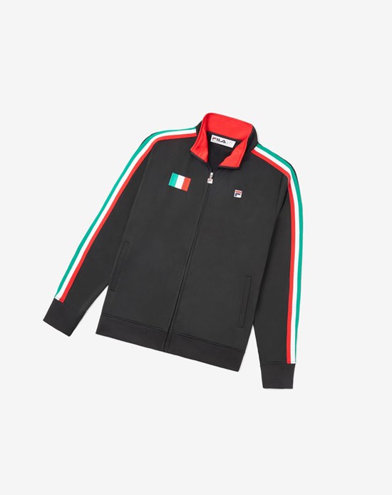 Fila Italy Pista Jacket Negros Rojos | 736152-SVL