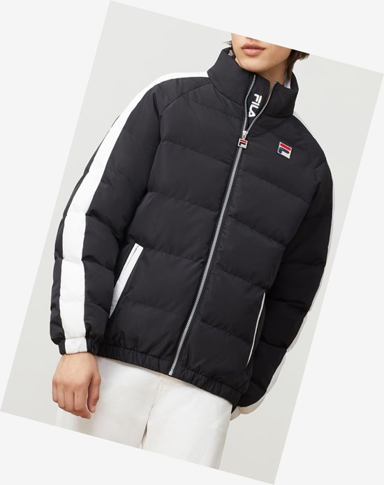 Fila Ledger Puffa Jacket Blk/Wht | 364159-NEP