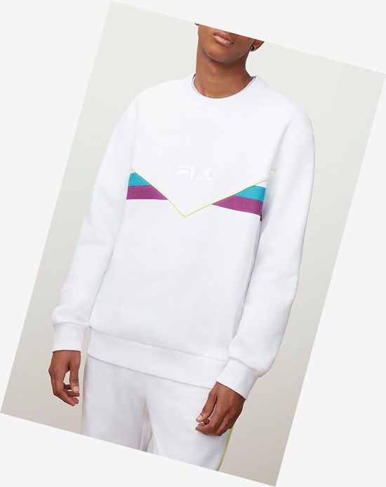 Fila Leroy Sweatshirt Wht/Bbay/Grpj | 732658-SKH