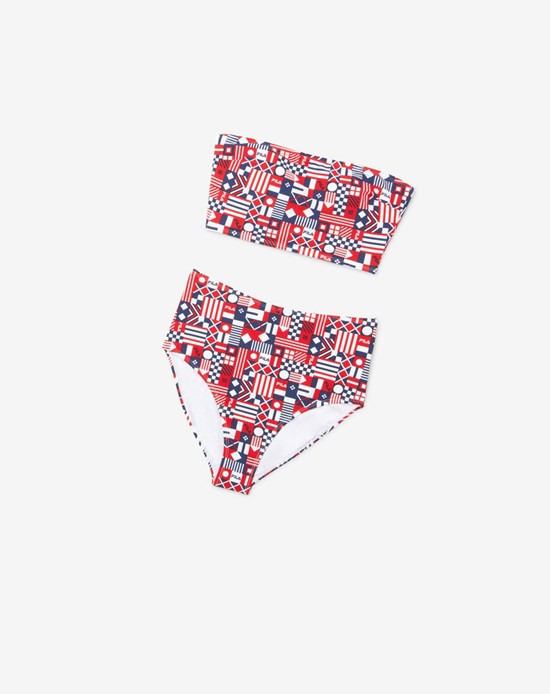 Fila Lu Two Piece Bikini Swimsuit Rojos Blancos | 592178-OUY