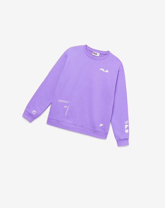 Fila Luce Boyfriend Sweatshirt Morados Blancos | 521408-MNH