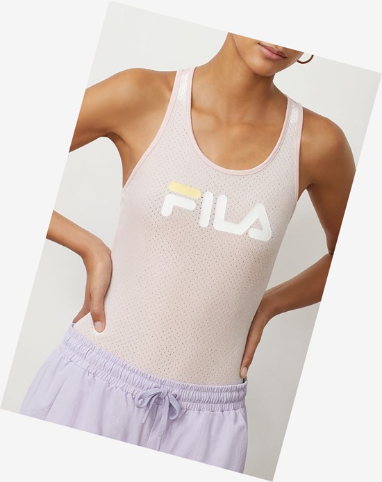 Fila Lupita Racerback Bodysuit Pkchk/Wht/Pban | 083456-HXY