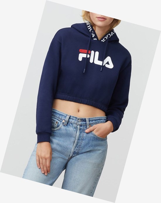 Fila Mathilde Crop Hoodie Peac/Wht/Cred | 658190-TZM