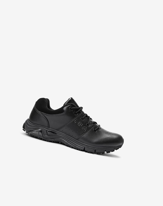 Fila Memory Breach Low Slip Resistant Shoe Casuales Shoes Black/Black/Blk | 970532-SLK